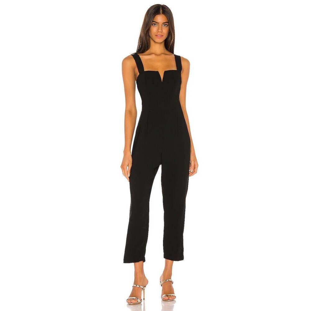 Amanda Uprichard Nia Jumpsuit Black Women's Small $242 Quiet Luxury Minimalist